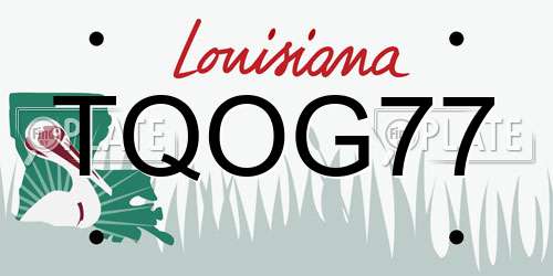 TQOG77 Louisiana License Plate