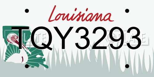 TQY3293 Louisiana License Plate