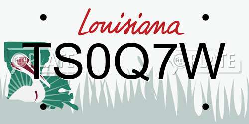 TS0Q7W Louisiana License Plate