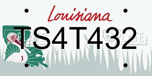 TS4T432 Louisiana License Plate