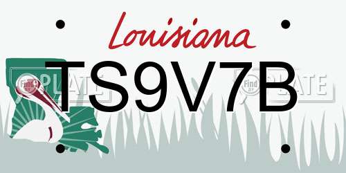TS9V7B Louisiana License Plate