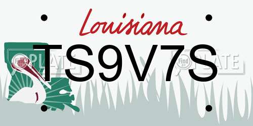 TS9V7S Louisiana License Plate