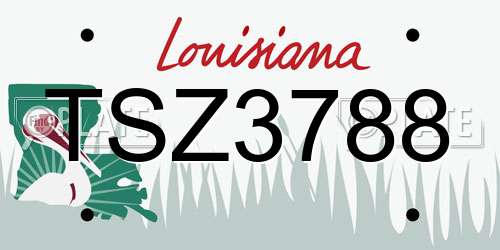 TSZ3788 Louisiana License Plate