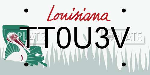 TT0U3V Louisiana License Plate