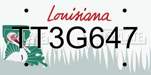 TT3G647 Louisiana License Plate
