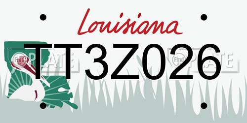 TT3Z026 Louisiana License Plate