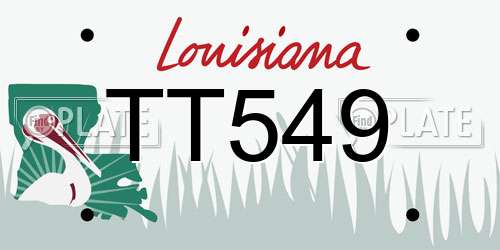 TT549 Louisiana License Plate