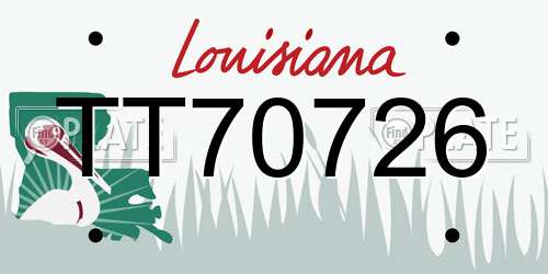 TT70726 Louisiana License Plate