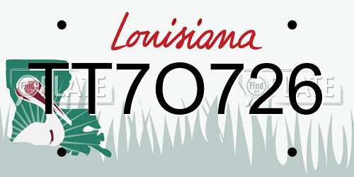 TT7O726 Louisiana License Plate