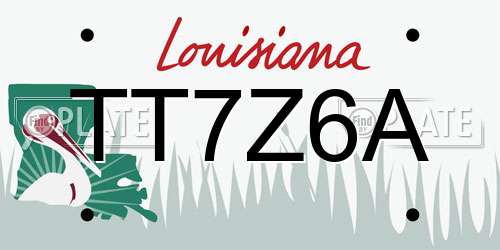 TT7Z6A Louisiana License Plate