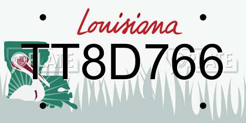 TT8D766 Louisiana License Plate