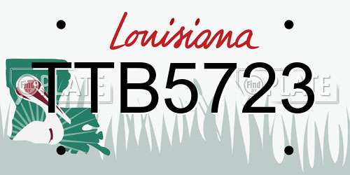 TTB5723 Louisiana License Plate