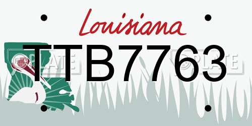 TTB7763 Louisiana License Plate