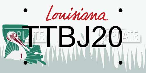 TTBJ20 Louisiana License Plate