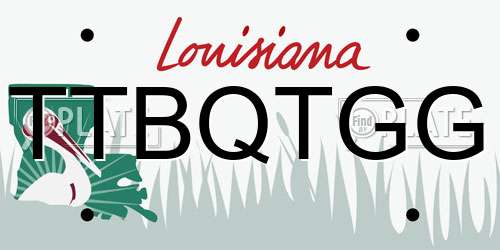 TTBQTGG Louisiana License Plate
