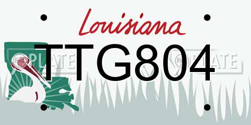 TTG804 Louisiana License Plate