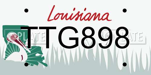 TTG898 Louisiana License Plate
