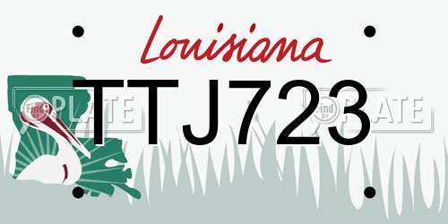 TTJ723 Louisiana License Plate