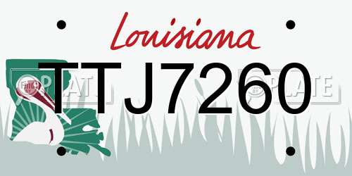 TTJ7260 Louisiana License Plate