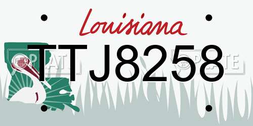 TTJ8258 Louisiana License Plate