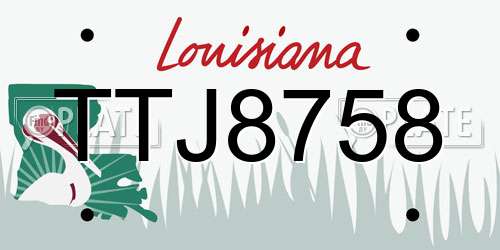 TTJ8758 Louisiana License Plate