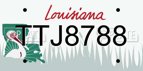 TTJ8788 Louisiana License Plate