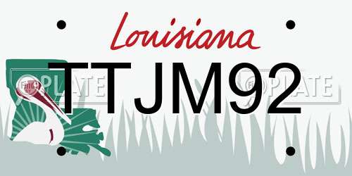 TTJM92 Louisiana License Plate
