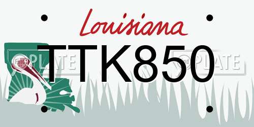 TTK850 Louisiana License Plate
