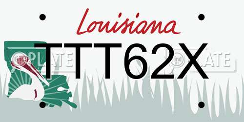 TTT62X Louisiana License Plate