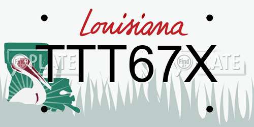 TTT67X Louisiana License Plate