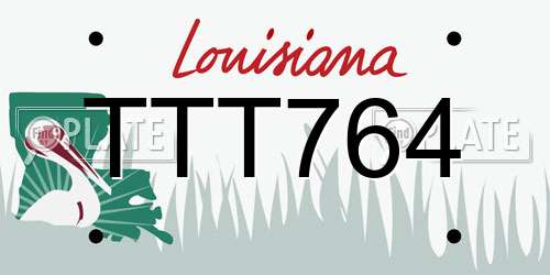 TTT764 Louisiana License Plate