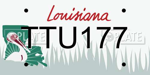 TTU177 Louisiana License Plate