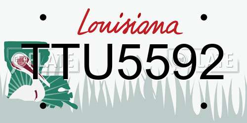 TTU5592 Louisiana License Plate