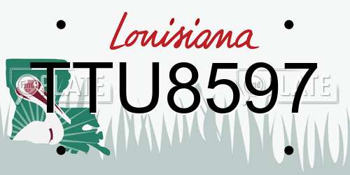 TTU8597 Louisiana License Plate