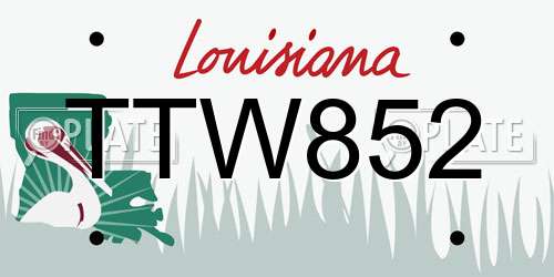 TTW852 Louisiana License Plate