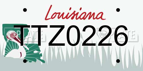 TTZ0226 Louisiana License Plate