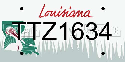 TTZ1634 Louisiana License Plate