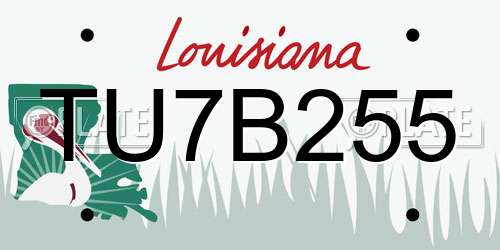 TU7B255 Louisiana License Plate