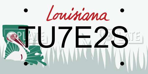 TU7E2S Louisiana License Plate
