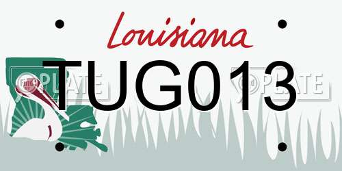 TUG013 Louisiana License Plate