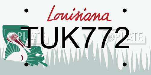 TUK772 Louisiana License Plate