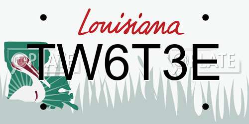 TW6T3E Louisiana License Plate