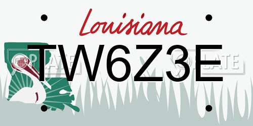 TW6Z3E Louisiana License Plate