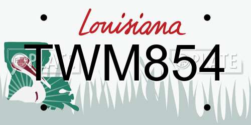 TWM854 Louisiana License Plate