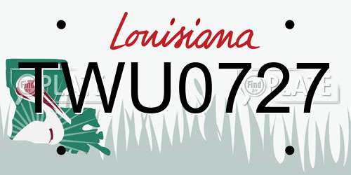 TWU0727 Louisiana License Plate
