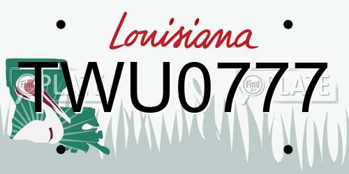 TWU0777 Louisiana License Plate
