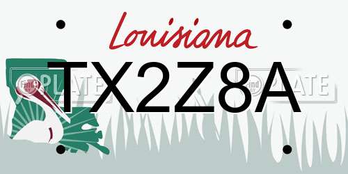 TX2Z8A Louisiana License Plate