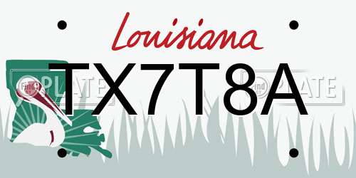 TX7T8A Louisiana License Plate