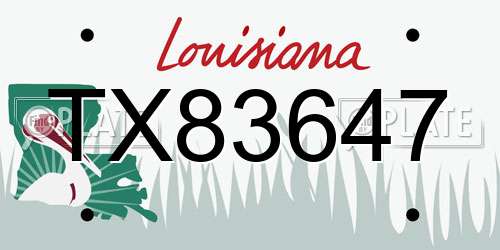 TX83647 Louisiana License Plate
