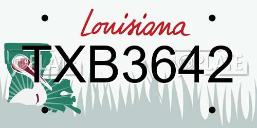 TXB3642 Louisiana License Plate